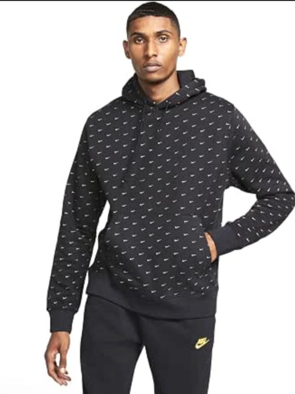 Nike Sportswear All Over Swoosh Print Hoodie Black Metallic Gold CJ5405-010 Sz S